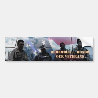 Remember Honor our Veterans Veteran Bumper Sticker