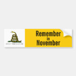 Remember in November Bumper Stickers