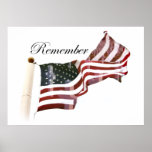 Remember  Memorial Day - Crosses Within Old Glory Print