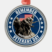 Remember Veterans Day Christmas Tree Ornament