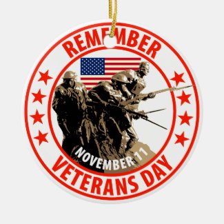 Remember Veterans Day Double-Sided Ceramic Round Christmas Ornament