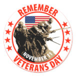 Remember Veterans Day Round Sticker