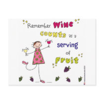 Remember Wine Counts As A Serving Of Fruit postcards by thebacklandstudio Remember Wine Counts As A Serving Of Fruit postcards