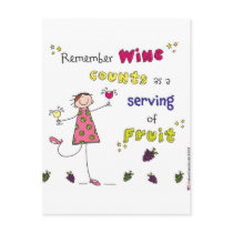 Remember Wine Counts As A Serving Of Fruit postcards by thebacklandstudio Remember Wine Counts As A Serving Of Fruit postcards
