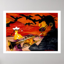 polestarimages, black, african-american, soul, funk, music, miles, davis, horn, trumpet, Poster with custom graphic design
