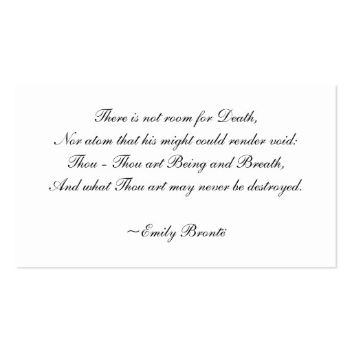 Remembrance Cards: Thou Art Being and Breath Business Card Templates (back side)