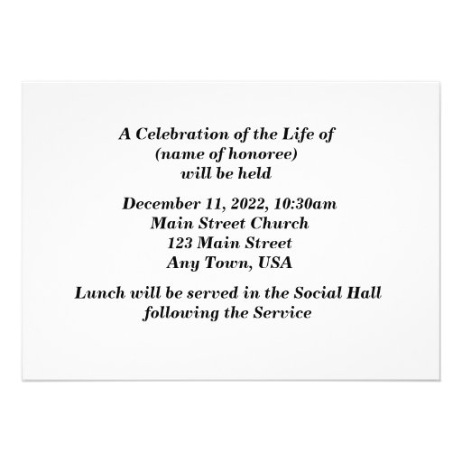 Remembrance Memorial Service Invitation, Butterfly