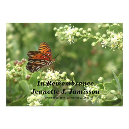 Remembrance Memorial Service Invitation, Butterfly