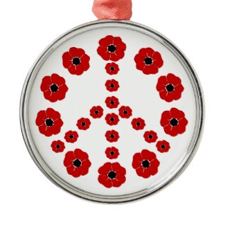 Remembrance Poppies Peace Symbol Pendant Ornament