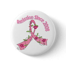 Remission Since 2008 Breast Cancer Pinback Buttons