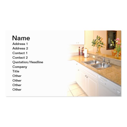 remodeled kitchen business card (front side)