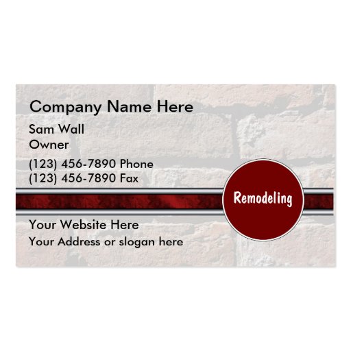 Remodeling Business Cards (front side)