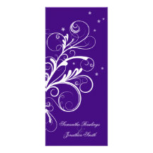 Remolino elegante floral blanco púrpura del progra tarjetas publicitarias personalizadas
