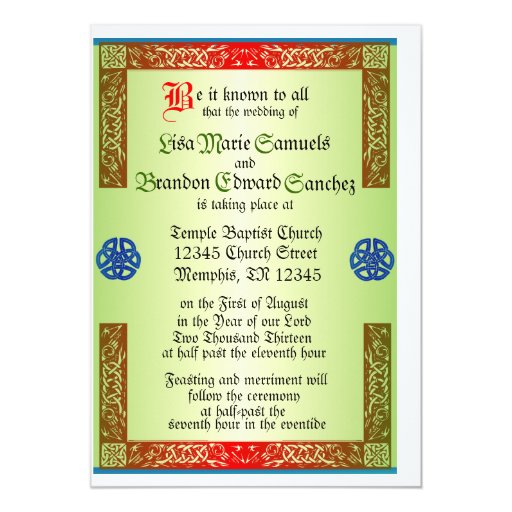 Renaisaince Medieval Wedding Invitation Zazzle