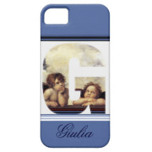 RENAISSANCE ANGEL G LETTER Winged Cherub Monogram iPhone 5 Cover