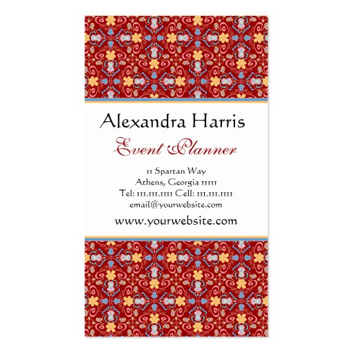 Renaissance Arts and Crafts Floral Pattern Business Card (front side)