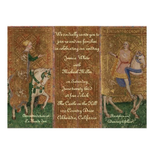 Renaissance Lady and Knight Wedding Custom Invitation