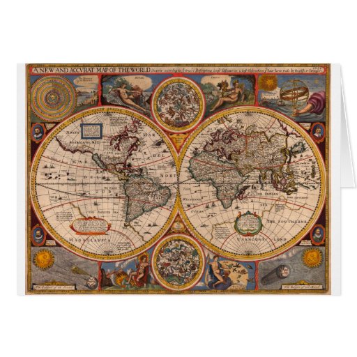 Renaissance Map Of The World Card 