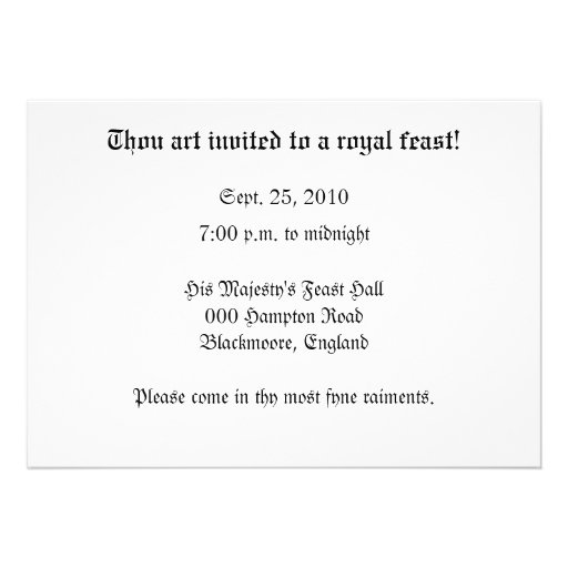 Renaissance Village customizable invitation