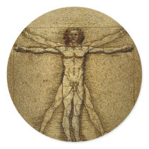 Renaissance Vitruvian Man 3D Round Sticker Seals
