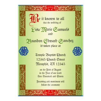 Renaissance Wedding Invitation Custom Invite