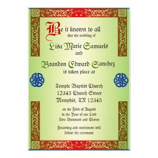 Renaissance Wedding Invitaiton Custom Invite