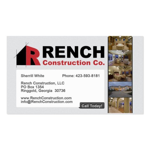 Rench Construction, LLC Business Card (back side)