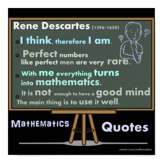 Rene Descartes Mathematics Posters Quotes print
