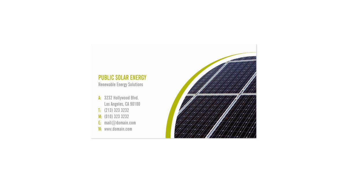 Renewable Energy Solutions Solar Business Card Zazzle