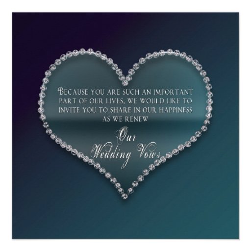 Renewing of Wedding Vows - Faux Diamond Heart Personalized Invitations
