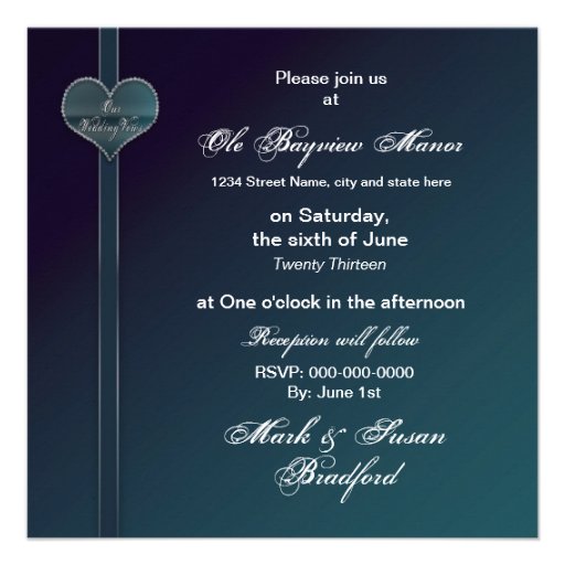 Renewing of Wedding Vows - Faux Diamond Heart Personalized Invitations