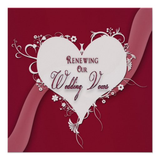 Renewing Wedding Vows - Floral Heart/Ribbon Personalized Invite