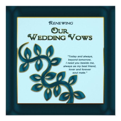 RENEWING WEDDING VOWS INVITATION - BLUE GOLD