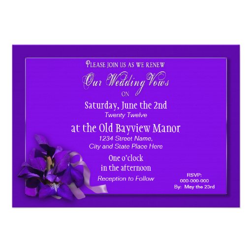 RENEWING WEDDING VOWS - INVITATION - PURPLE IRIS