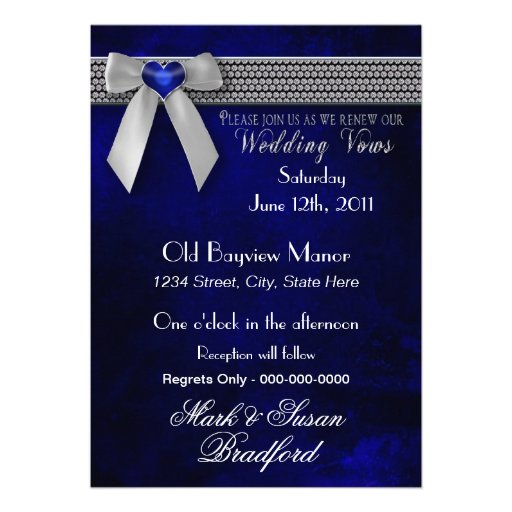 Renewing Wedding Vows Invitations  Cobolt Blue