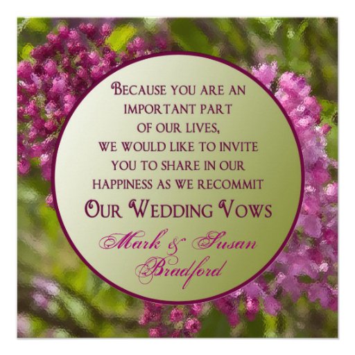 Renewing Wedding Vows Invitations - Lilacs/glass