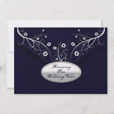 Renewing Wedding Vows Invitations Navy Floral by TrudyWilkerson
