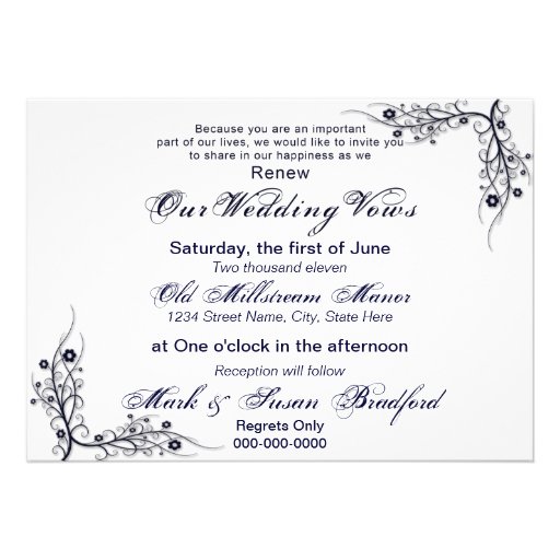 Renewing Wedding Vows - Invitations -Navy Floral