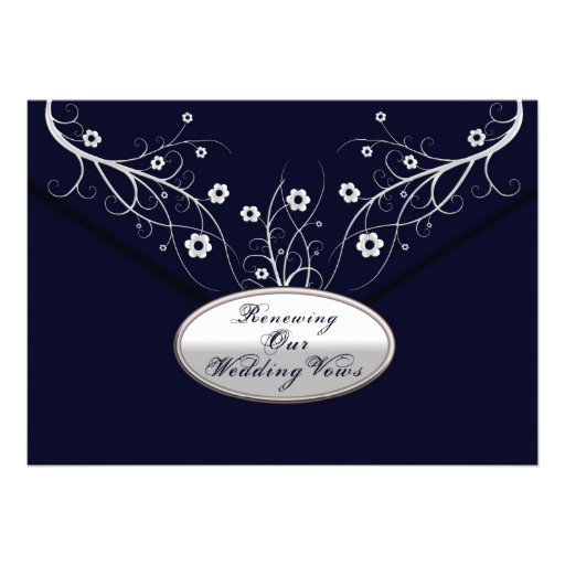 Renewing Wedding Vows - Invitations -Navy Floral