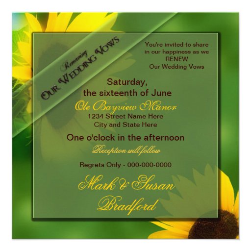 RENEWING WEDDING VOWS -  INVITATIONS -SUNFLOWERS
