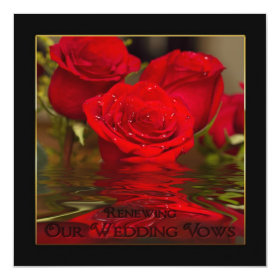 Renewing Wedding Vows - Red Romantic Roses/invite 5.25