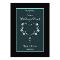 RENEWING WEDDING VOWS - TEAL/HEARTS CUSTOM ANNOUNCEMENT