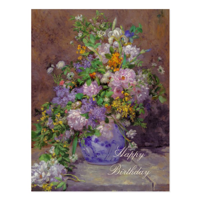 Renoir spring flower bouquet CC0863 Celebrations Postcard