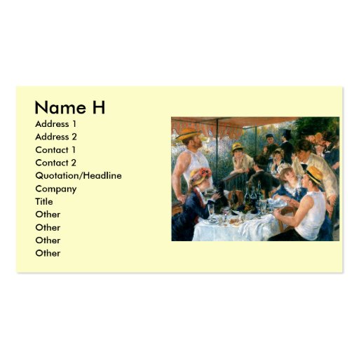 Renoir's Luncheon of the Boating Party (1881) Business Card (front side)