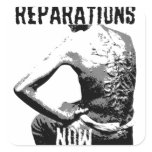 REPARATIONS NOW BATTERED SLAVE BACK STICKER. stickers
