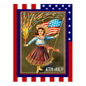 Replica Vintage 4th of July, Celebrate with me Postcard