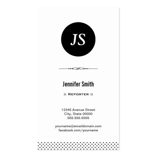 Reporter - Clean Black White Business Cards