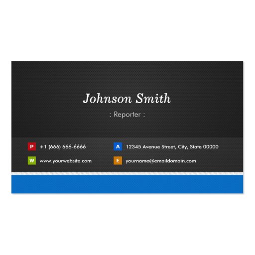 Reporter - Professional Customizable Business Card Template (front side)