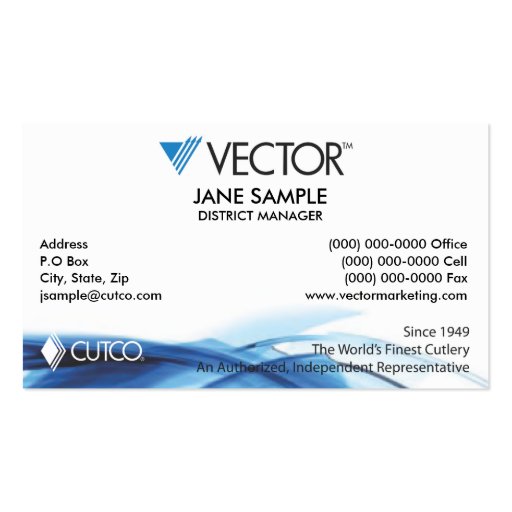 Representative & Manager Business Cards (front side)