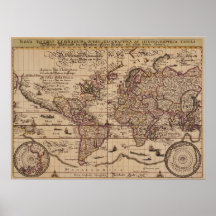 "Reproducción del siglo XVI del mapa de Viejo Mund Posters